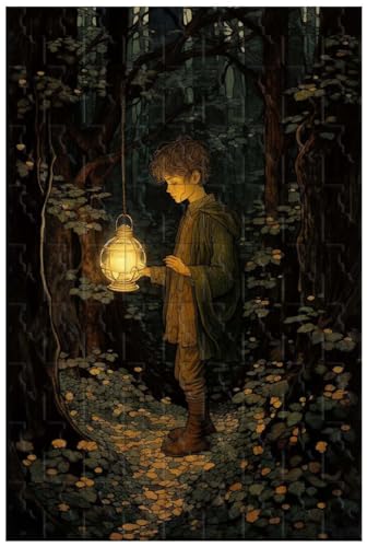 Holzpuzzle für Erwachsene, 1000 Teile, zur Veranschaulichung: EIN Junge mit Einer Laterne betritt den dunklen Wald (A ; 1000) von Generic