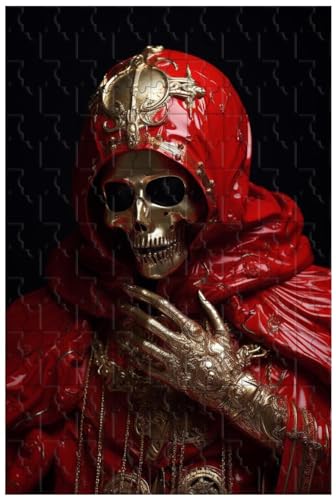 Holzpuzzle für Erwachsene 1000 Teile, für Golden Skull Mann im roten Kostüm mit Goldener Totenkopf Maske, Geschenke, dekorative Gemälde (A ; 1000) von Generic