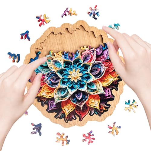 Holzpuzzle für Erwachsene – Holzpuzzle in Blumenform | 74-teiliges Holzpuzzle für Erwachsene und Erwachsene, Puzzlespielzeug, Puzzle mit 5,12 x 5,12 Zoll für Spaß in der Familie von Generic