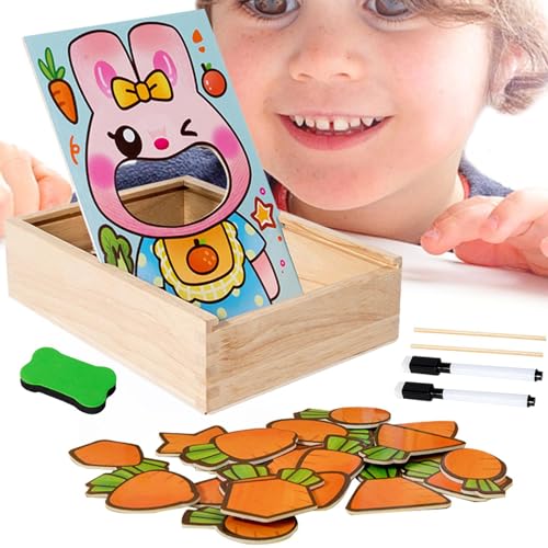 Holzpuzzle für Kinder, Holzpuzzle, Lernspielzeug, Kaninchenpuzzle, Cartoon-Kaninchenpuzzle für den Innenbereich, niedliches Rom-Spiel von Generic