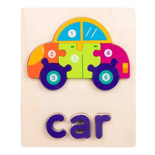Holzpuzzle für Kleinkinder, Holzpuzzle, Intelligenz-Spiel, Wörter und Formen für Kleinkinder, frühes Lernspielzeug für Mädchen und Holzpuzzle für Kleinkinder, Holzpuzzle, Intelligenz-Spiel, Wörter und Formen für Kleinkinder, frühes Lernspielzeug für Mädchen und von Generic