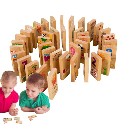 Holzpuzzle für Kleinkinder, Holzpuzzle für Kleinkinder – klassisches Puzzle aus Holz, 40 x, Set mit passenden Zahlen mit doppelseitigen Dominosteinen für Kleinkinder, für Zuhause, Kinderzimmer und M Holzpuzzle für Kleinkinder, Holzpuzzle für Kleinkinder – klassisches Puzzle aus Holz, 40 x, Set mit passenden Zahlen mit doppelseitigen Dominosteinen für Kleinkinder, für Zuhause, Kinderzimmer und M von Generic