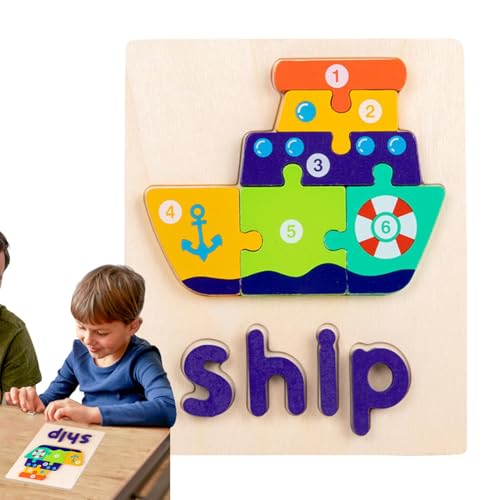Holzpuzzle für Kleinkinder – Lernpuzzle, Bretter, Spielzeug, Wort- und Formenpuzzles für Kleinkinder, frühes Lernspielzeug für Mädchen und GA Holzpuzzle für Kleinkinder – Lernpuzzle, Bretter, Spielzeug, Wort- und Formenpuzzles für Kleinkinder, frühes Lernspielzeug für Mädchen und GA von Generic