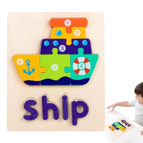 Holzpuzzle für Kleinkinder | Lernspielzeug STEM-Puzzles in Wortform, Lernpuzzle für Vorschule, für Kinder ab 3 Jahren, und Mädchen Holzpuzzle für Kleinkinder | Lernspielzeug STEM-Puzzles in Wortform, Lernpuzzle für Vorschule, für Kinder ab 3 Jahren, und Mädchen von Generic
