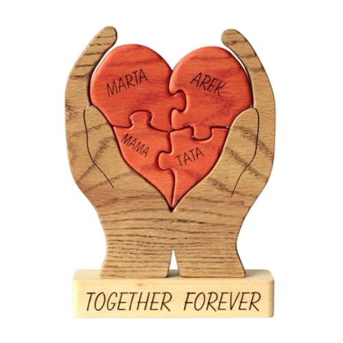 Holzpuzzles für Erwachsene,Holz Herzpuzzle - Puzzle Familiennamen Herzen | Desktop-Ornamente, Schlafzimmertischdekoration, Heimdekoration ästhetisch für Mutter, Vater, Familie, Freunde von Generic