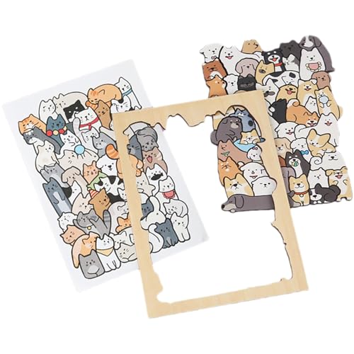 Holzpuzzles für Kleinkinder, Katzen-Puzzle-Spielzeug | 50 Teile Cartoon-Tierpuzzles aus Holz – dekorative pädagogische Puzzle, frühes Lernen für von Generic