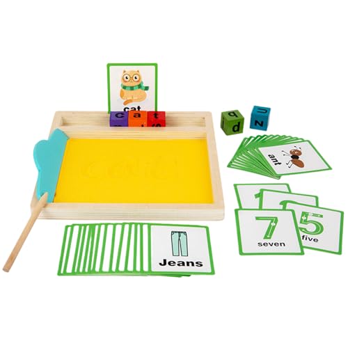 Holzsandschreiberschale, Schreiben Spiel Sandschale - Buchstabenformation Sandkastenspielzeug,Bildungsschreiben Word -Lernspielzeug für Kindergärtner Klassenzimmer im Vorschulalter von Generic