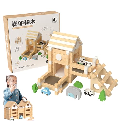 Holzspielzeugblöcke für Kinder, Holzblock-Set - Naturholz-Stapelblöcke-Set | -Spielzeug für Kinder ab 3 Jahren, kreative Bausteine, Stapelspielzeug, verbessern räumliche Vorstellungen Holzspielzeugblöcke für Kinder, Holzblock-Set - Naturholz-Stapelblöcke-Set | -Spielzeug für Kinder ab 3 Jahren, kreative Bausteine, Stapelspielzeug, verbessern räumliche Vorstellungen von Generic