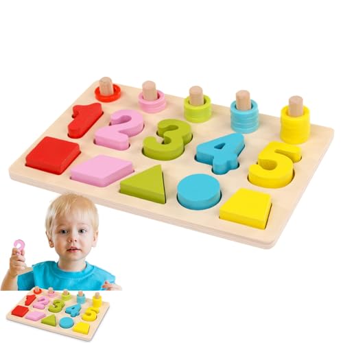 Holzzahl Lernen Puzzle Board - Farblich abgestimmtes Brett, Holzzahlenbrett | Pädagogisches sensorisches Spiel für Kinder, Trainingsaktivitäten im Vorschulalter für Kinder von von Generic