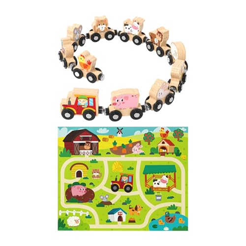 Holzzug Set - Tisch Holz Tragbarer Farmzug, Bildungsspiel Für Kinder Für Kinder | Mädchen Aus 18 Monaten Altem Spiel Im Holz -Eisenbahn -Set Mit Spielnummern Holzzug Set - Tisch Holz Tragbarer Farmzug, Bildungsspiel Für Kinder Für Kinder | Mädchen Aus 18 Monaten Altem Spiel Im Holz -Eisenbahn -Set Mit Spielnummern von Generic