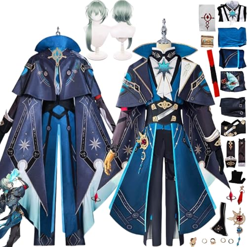 Honkai Star Rail Anaxagoras Cosplay Costume Outfit Game Character Uniform Complete Set Halloween Carnival Dress Up Suit with Wig Ear Clip Eye Patch for Men von Generic