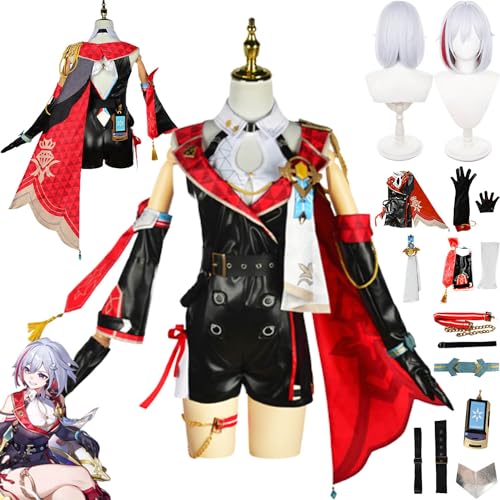 Honkai Star Rail Topaz Cosplay Costume Outfit Game Character Uniform Jumpsuit Full Set Halloween Carnival Party Dress Up Suit with Headpiece Wig for Women von Generic