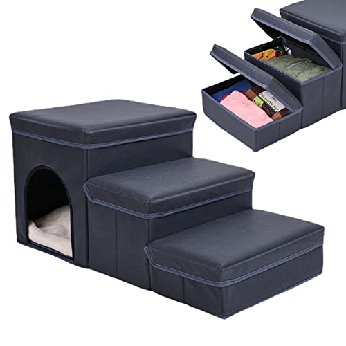 Hundetreppe mit Haustierbett: 3-in-1-Treppe und Aufbewahrungsbox, zusammenklappbare Hundetreppe mit 3 Stufen, mit Aufbewahrungsboxen, rutschfeste Leiter Hundetreppe mit Haustierbett: 3-in-1-Treppe und Aufbewahrungsbox, zusammenklappbare Hundetreppe mit 3 Stufen, mit Aufbewahrungsboxen, rutschfeste Leiter von Generic
