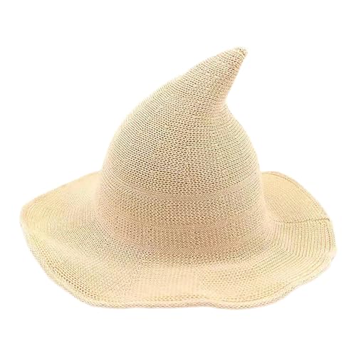Hut Hexe Faltbarer - Zaubererhut Einfach und stilvoll,Lustiger Hexenhut für Erwachsene,Cosplay-Zubehör für Halloween, Kostüm, Party, Maskerade, Karneval (Beige, One Size) von Generic
