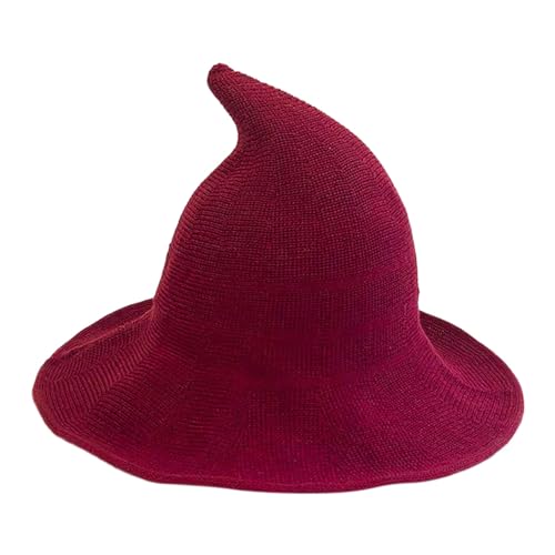Hut Hexe Faltbarer - Zaubererhut Einfach und stilvoll,Lustiger Hexenhut für Erwachsene,Cosplay-Zubehör für Halloween, Kostüm, Party, Maskerade, Karneval (Red, One Size) von Generic