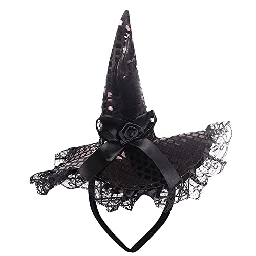 Hut Hexe - Spitzer Partyhüte,Pailletten Stirnband,Lustiger Zaubererhut für Erwachsene und Mädchen,Cosplay für Halloween, Kostüm, Party, Weihnachten, Maskerade, Karneval (Black, One Size) von Generic