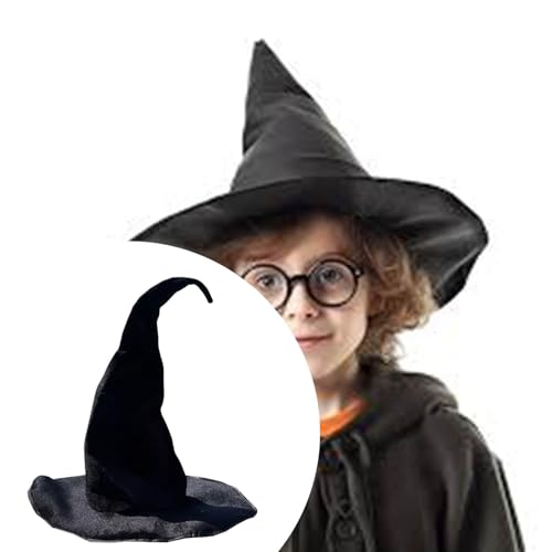 Hut Hexe - Zaubererhut mit breiter Krempe,Lustiger Hexenhut für Erwachsene,Cosplay-Zubehör für Halloween, Kostüm, Party, Weihnachten, Maskerade, Karneval (Black, 60x45CM) von Generic