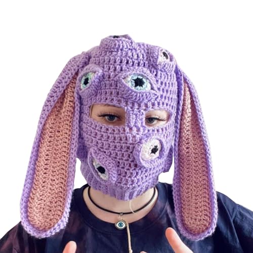 Hut mit langen Hasenohren, Hut mit langen Hasenohren | Kaninchenhut mit langen Ohren, warmer Halswärmer für den Winter, Hut mit Ohren, bequeme Strickmütze von Generic