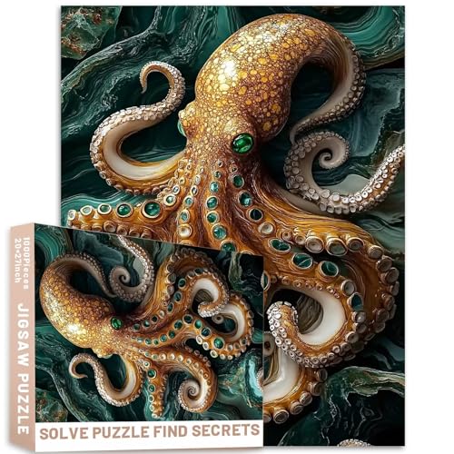Hyperrealistisches goldenes Oktopus-Tentakel-Puzzle, Ozean-Puzzle, 1000 Teile, Achat-Edelsteine, wirbelnde Wellen, bunte DIY-Puzzles für Heimdekoration, Geschenke, Familienpuzzle, perfekt für Hyperrealistisches goldenes Oktopus-Tentakel-Puzzle, Ozean-Puzzle, 1000 Teile, Achat-Edelsteine, wirbelnde Wellen, bunte DIY-Puzzles für Heimdekoration, Geschenke, Familienpuzzle, perfekt für von Generic