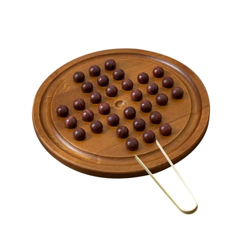 Indisches klassisches Solitaire-Brettspiel, Marmorschach, Gedankenspiel, rundes Spielbrett für Kinder von Generic