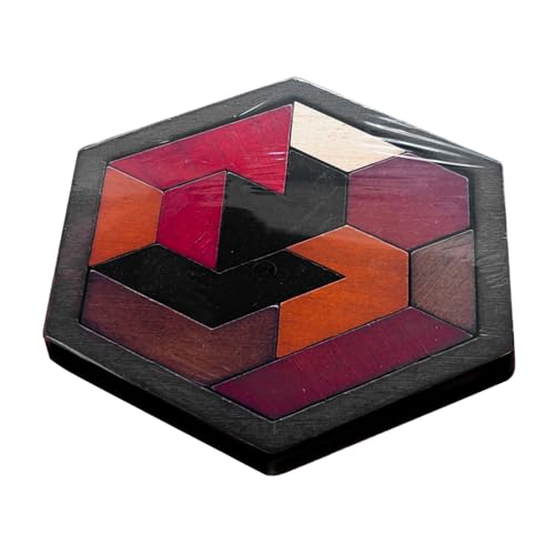 Intelligenz-Puzzle aus Holz – Puzzleblock, Puzzle-Block | Tangram Schach-Tangram in sechseckiger Form, Holzbox für Intelligenzherausforderung, Logik-Puzzle, pädagogisches sensorisches Spielzeug von Generic