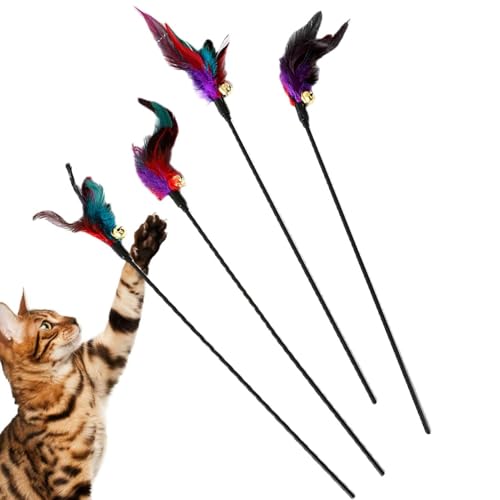 Interaktiver Katzenstab Spielzeug, Naturfeder Teaser | Bunte Katzenfischerei mit Bell Nachfüllungen | Einbeziehung von Innenkatzenspielzeugen für Spielzeit, Bewegung, Jagd, Training und lustige Gesche Interaktiver Katzenstab Spielzeug, Naturfeder Teaser | Bunte Katzenfischerei mit Bell Nachfüllungen | Einbeziehung von Innenkatzenspielzeugen für Spielzeit, Bewegung, Jagd, Training und lustige Gesche von Generic