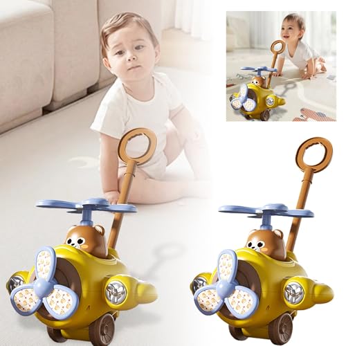 Interaktives Baby Push Toy Flugzeug geformter Bär mit Rasseln für Kinder 1 3 Jahre HYw763 (Yellow, 55cm) von Generic