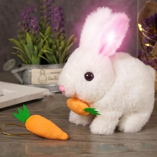 Interaktives Hüpfendes, Realistisches Häschenspielzeug, Realistisches Stoffhäschen, Geschenk Für Ostern, Geburtstag, Gliedmaßen Wackeln, Ohren Schütteln(White) von Generic