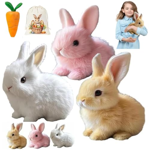 Interaktives Hüpfendes Häschenspielzeug, Realistisches Plüschkaninchen, Süßes Dekoratives Geschenk, Mit Sich Bewegenden, Zuckenden Und Wackelnden Ohren(3 PCS Mix Color) von Generic