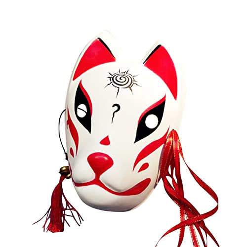 Japanische Kitsune-Maske - Kitsune-Gesichtsbedeckung mit Quasten und kleinen Glocken - Maske Cosplay Requisiten für Tanz, Parade, Karneval, Tanz, Halloween von Generic
