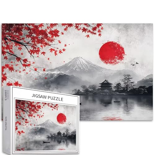 Japanische Landschaft, 1000-teiliges Puzzle für Erwachsene, rote Sonne und Berg, Fuji-Szene, Kunst-Puzzle, buntes DIY-Puzzle, für Heimdekoration, Geschenke, Familienpuzzle, perfekt für Spielabende, 70 Japanische Landschaft, 1000-teiliges Puzzle für Erwachsene, rote Sonne und Berg, Fuji-Szene, Kunst-Puzzle, buntes DIY-Puzzle, für Heimdekoration, Geschenke, Familienpuzzle, perfekt für Spielabende, 70 von Generic