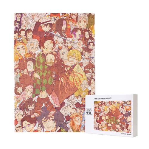 Japanisches Anime Tanjirou, Nezuko und neun Hashira Holzpuzzle für Erwachsene, Pappelmaterial, 300 Teile Puzzle von Generic