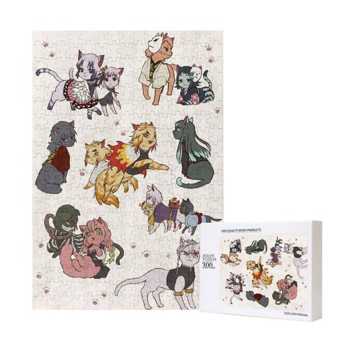 Japanisches Anime Tanjirou, Nezuko und neun Hashira Holzpuzzle für Erwachsene, Pappelmaterial, 300 Teile Puzzle von Generic
