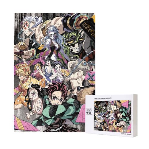 Japanisches Anime Tanjirou, Nezuko und neun Hashira Holzpuzzle für Erwachsene, Pappelmaterial, 300 Teile Puzzle von Generic