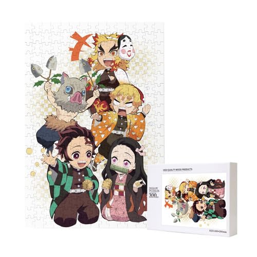 Japanisches Anime Tanjirou,Nezuko und Nine Hashira Holz Puzzles für Erwachsene,Pappel Material 300 Stücke Puzzles Puzzles von Generic