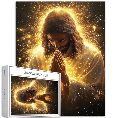 Jesus hält blaue Blumen in seinen Händen, 1000-teiliges Puzzle für Erwachsene, herausfordernde Familienaktivitäten, buntes Bastelpuzzle für Heimdekoration, Geschenke, 68 x 50 cm Jesus hält blaue Blumen in seinen Händen, 1000-teiliges Puzzle für Erwachsene, herausfordernde Familienaktivitäten, buntes Bastelpuzzle für Heimdekoration, Geschenke, 68 x 50 cm von Generic