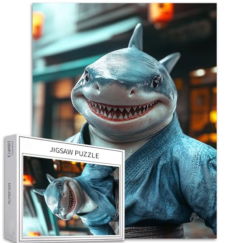 Jiu-Jitsu Hai-Puzzle für Erwachsene, Kampfkunst-Stil, Kunst-Puzzle, anspruchsvolle Familienaktivitäten, buntes Bastelpuzzle für Heimdekoration, Geschenke, 50,8 x 68,6 cm, 1000 Teile Jiu-Jitsu Hai-Puzzle für Erwachsene, Kampfkunst-Stil, Kunst-Puzzle, anspruchsvolle Familienaktivitäten, buntes Bastelpuzzle für Heimdekoration, Geschenke, 50,8 x 68,6 cm, 1000 Teile von Generic