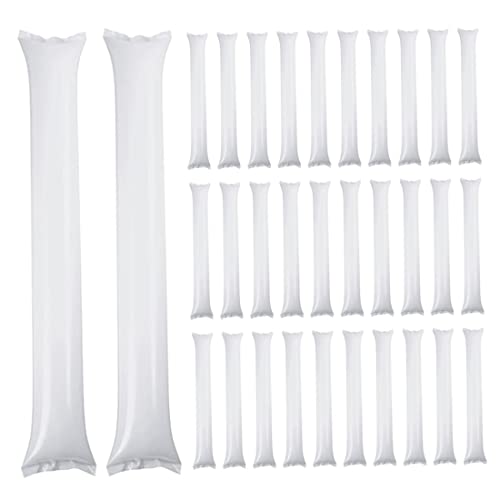 Jubelnden Stick aufblasbarer Thunder Stick Plastik Lärmhersteller Spirit Noise Maker für Sportveranstaltung Geburtstagsfeier 40 PCS 60 * 10 Weiß von Generic