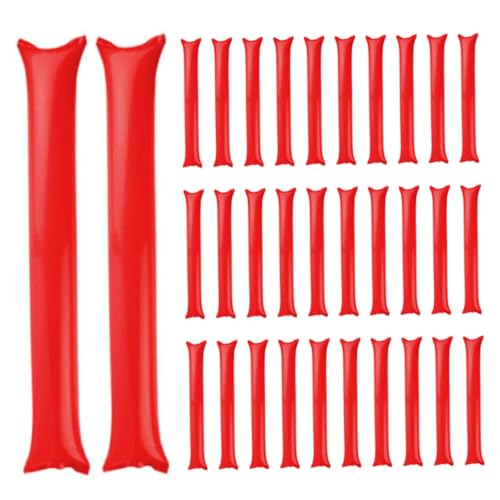 Jubelstock aufblasbarer Thunder Stick Plastik Lärmhersteller Spirit Noise Maker für Sportveranstaltung Geburtstagsfeier 40 PCS 60 * 10 rot von Generic