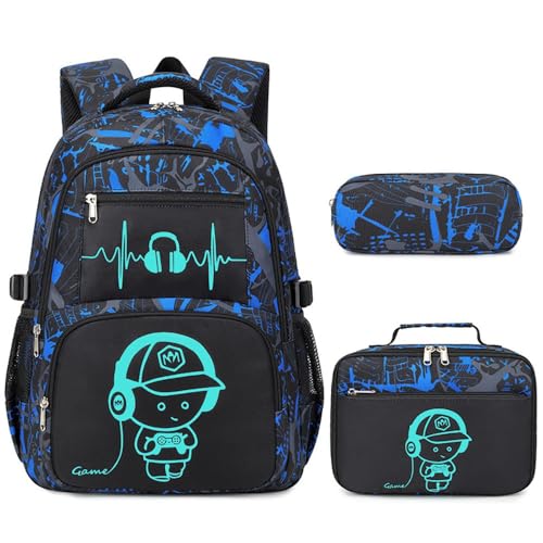 Jungen Junior High School Rucksack, stilvolle große Kapazität Schultasche(D) von Generic