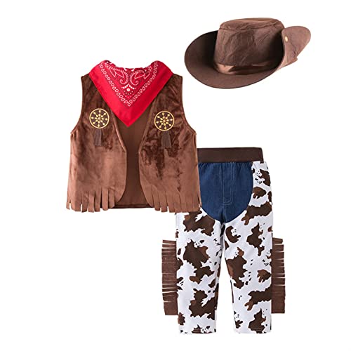 Jungen Kinder Cowboy Wilder Westen Sheriff Halloween Kostüm Kleid Outfit - Braun Tüllrock Vintage von Generic