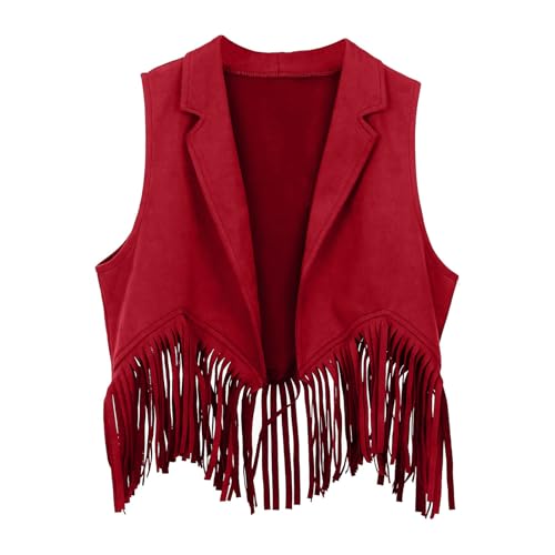 Jungen Mädchen Western Cowboy Cowgirl Outfits vorne offen Fransen Weste Party Dress Up Quaste Fransen Taille Mantel Tops Kostüm Erster Mädchen von Generic