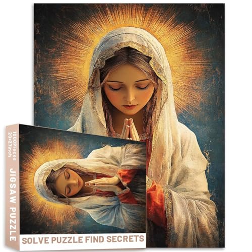 Jungfrau Maria Gebetsposse Puzzle, 1000 Teile, 50 x 70 cm, herausfordernde Familienaktivitäten, buntes Bastelpuzzle für Heimdekoration, Geschenke von Generic