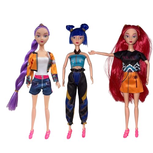 K Pop Demon Hunter Dolls,K-Pop Demon Hunters Mädchen Puppe Spielzeug Huntrix Rumi/Mira/Zoey Doll Mit Puppenkostüm Zubehör Fan Merch,Huntr/X Anime Puppen 27 cm 𝒅𝒆𝒎𝒐𝒏 𝒉𝒖𝒏𝒕𝒆𝒓𝒔 Puppen von Generic
