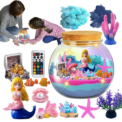 KIDS TERRARIUM KIT | Bauen Sie Ihr eigenes Terrarium-Set mit Fernbedienung, LED Night Light - Educational Arts & Crafts, Sea Creatures Aquarium für Mädchen im Alter von 4 bis 12 Jahren von Generic