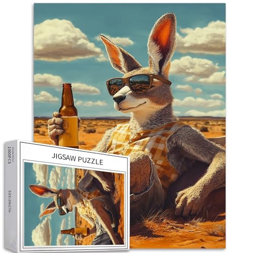 Känguru hält eine Bierdose, 1000 Teile Puzzle für Erwachsene, Wildnis, Hintergrund, Kunst, Puzzle, buntes DIY-Puzzle, für Heimdekoration, Geschenke, Familienpuzzle, perfekt für Spielabende, 50 x 70 cm Känguru hält eine Bierdose, 1000 Teile Puzzle für Erwachsene, Wildnis, Hintergrund, Kunst, Puzzle, buntes DIY-Puzzle, für Heimdekoration, Geschenke, Familienpuzzle, perfekt für Spielabende, 50 x 70 cm von Generic