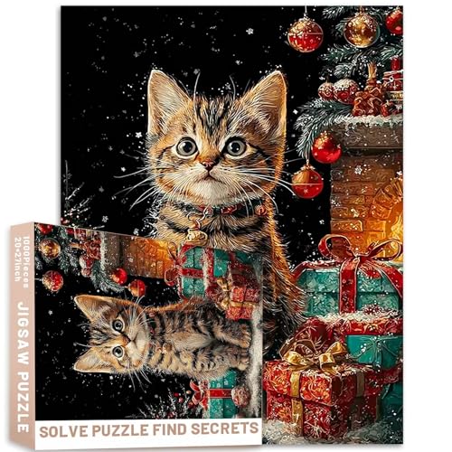 Kätzchen-Kaminornamente, 1000 Teile, Puzzle, Vintage-Farbpalette, Geschenk, anspruchsvolle Familienaktivitäten, Spiele, bunt, Bastelpuzzle für Heimdekoration, Geschenke von Generic
