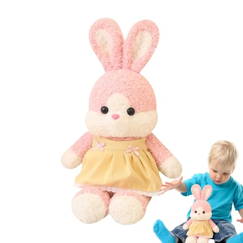 Kaninchen-Plüschtiere, Plüschtier – gefülltes Kissen mit Kleid – beruhigendes Spielzeug zum Schlafen, Umarmungskissen, Spielzeug in Form eines Hasen, Heimdekoration für Freunde und Familie von Generic