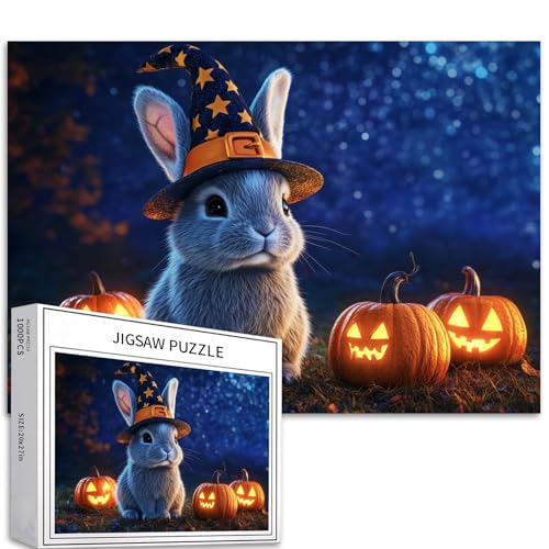 Kaninchenjunges, leuchtende Kürbisse, 1000 Teile, Puzzle für Erwachsene, Anfänger, anspruchsvolle Aktivität, DIY, Basteln, Puzzle, Heimdekoration, Geschenk, 68 x 50 cm Kaninchenjunges, leuchtende Kürbisse, 1000 Teile, Puzzle für Erwachsene, Anfänger, anspruchsvolle Aktivität, DIY, Basteln, Puzzle, Heimdekoration, Geschenk, 68 x 50 cm von Generic