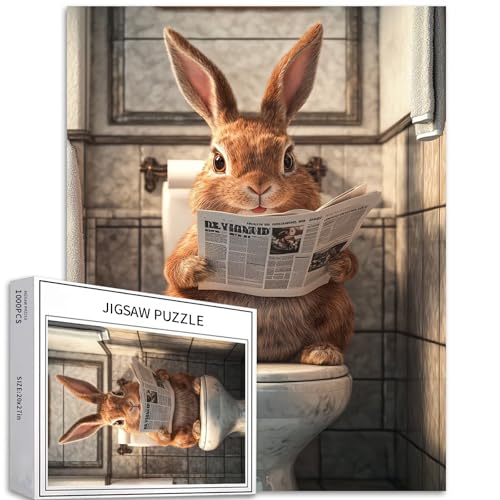 Kaninchenlesung, Zeitung, 1.000 Teile, Puzzle für Erwachsene, Kaninchen, auf der Toilette, Kunstpuzzle, bunte Heimwerker-Puzzles für Heimtextilien, Geschenke, Familienpuzzle perfekt für Spielabende 50 Kaninchenlesung, Zeitung, 1.000 Teile, Puzzle für Erwachsene, Kaninchen, auf der Toilette, Kunstpuzzle, bunte Heimwerker-Puzzles für Heimtextilien, Geschenke, Familienpuzzle perfekt für Spielabende 50 von Generic